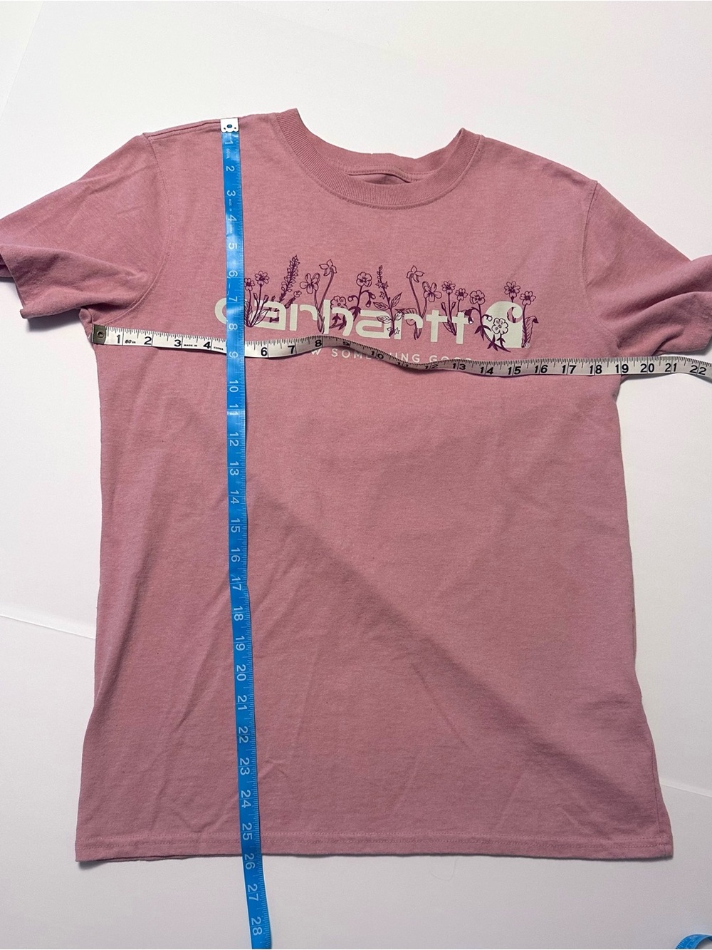 Carhartt Womens Loose Fit Heavyweight Floral Logo T-shirt pink size small - Picture 8 of 8